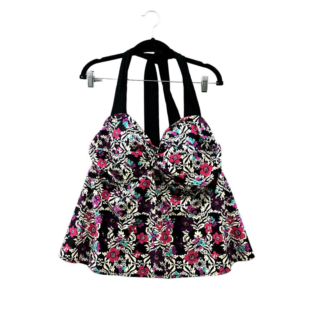 Jessica Simpson Floral Bikini Top - Black and Pink